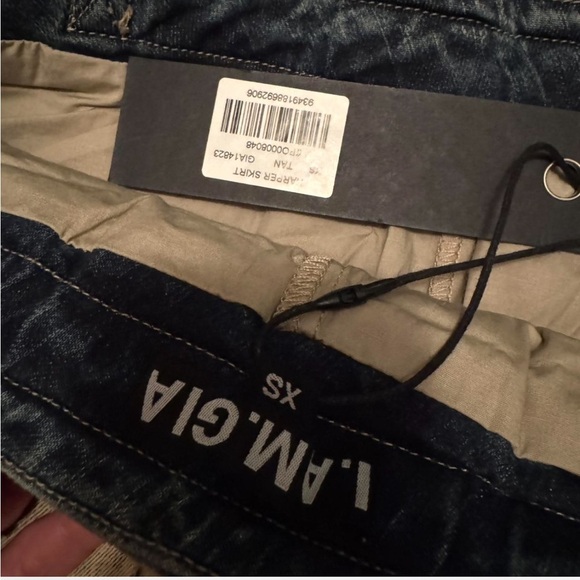 I.AM.GIA Tan Denim Pleated Mini Skirt size XS NWT - Picture 4 of 6